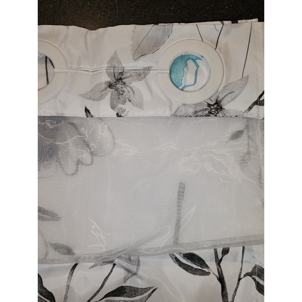 Ikfasho Floral Shower Curtain White with Teal Flowers
